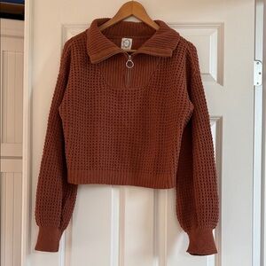 Blue Rain Rust Cowl Neck Sweater